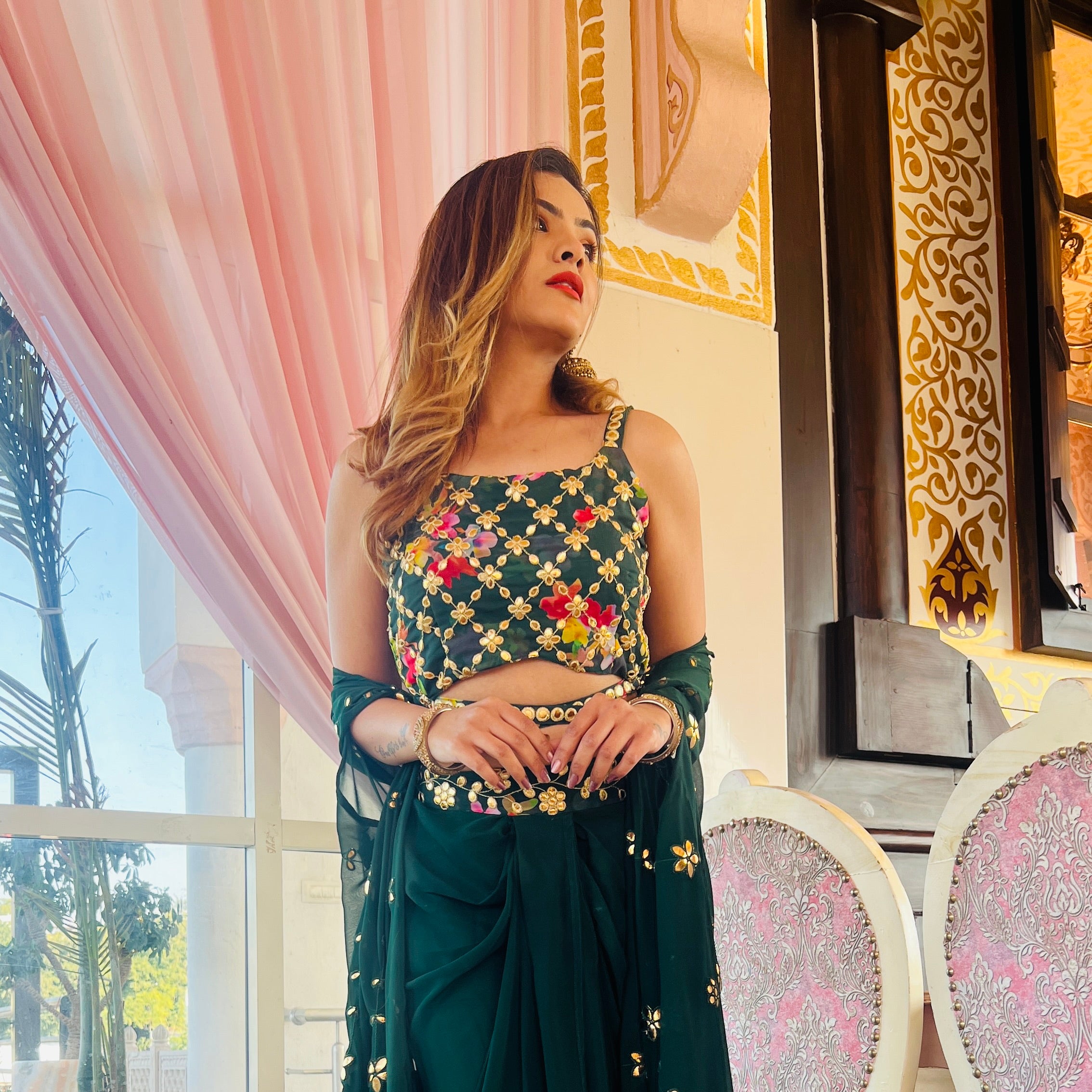 Designer Indo-western Sarong Dress perfect for Sangeet/party/Haldi /Mehendi