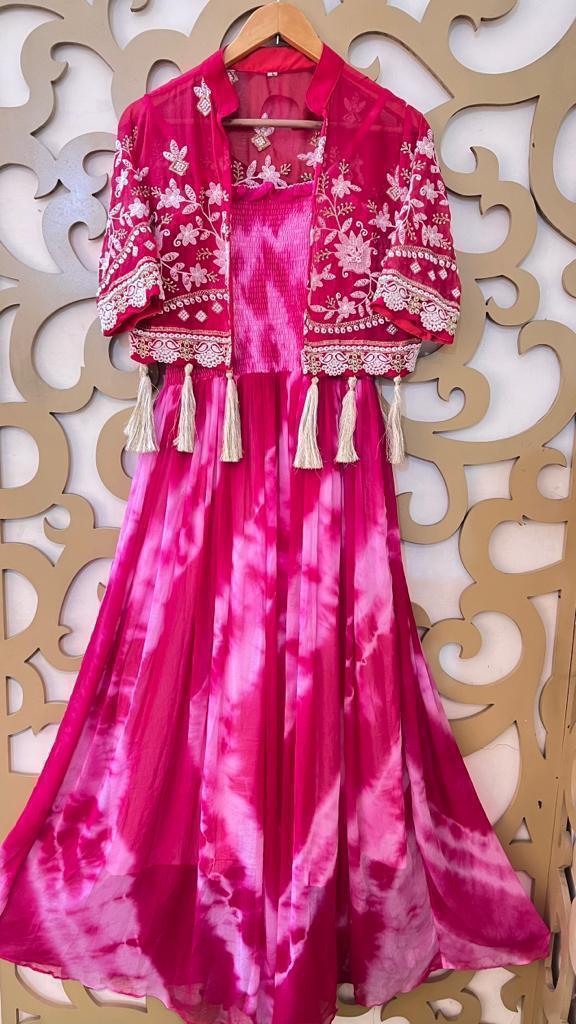 Magenta Jumpsuit with jacket perfect for pool party /sangeet functions