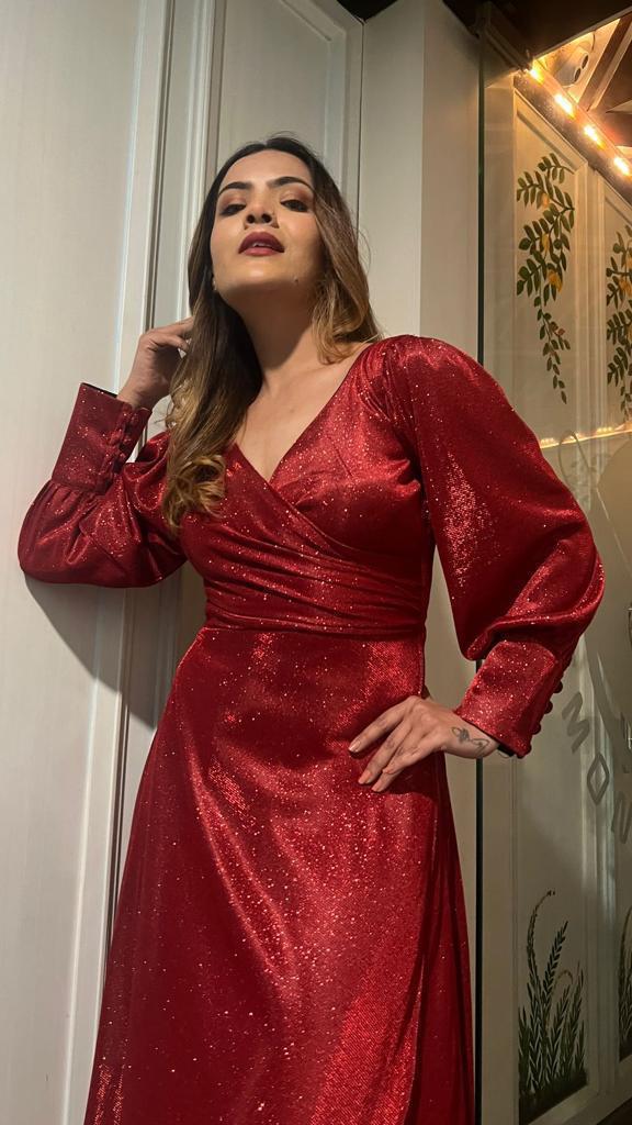 Shimmer Red Sequin Prom Dresses Mermaid Strapless Evening Dress FD3311 –  Viniodress